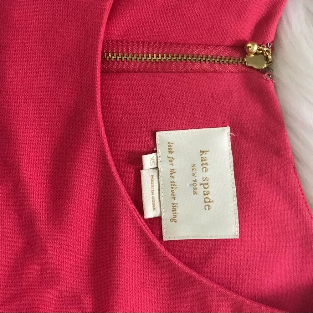 KATE SPADE Coral Pink Shift Mini Dress Size XS Short Sleeve Pockets